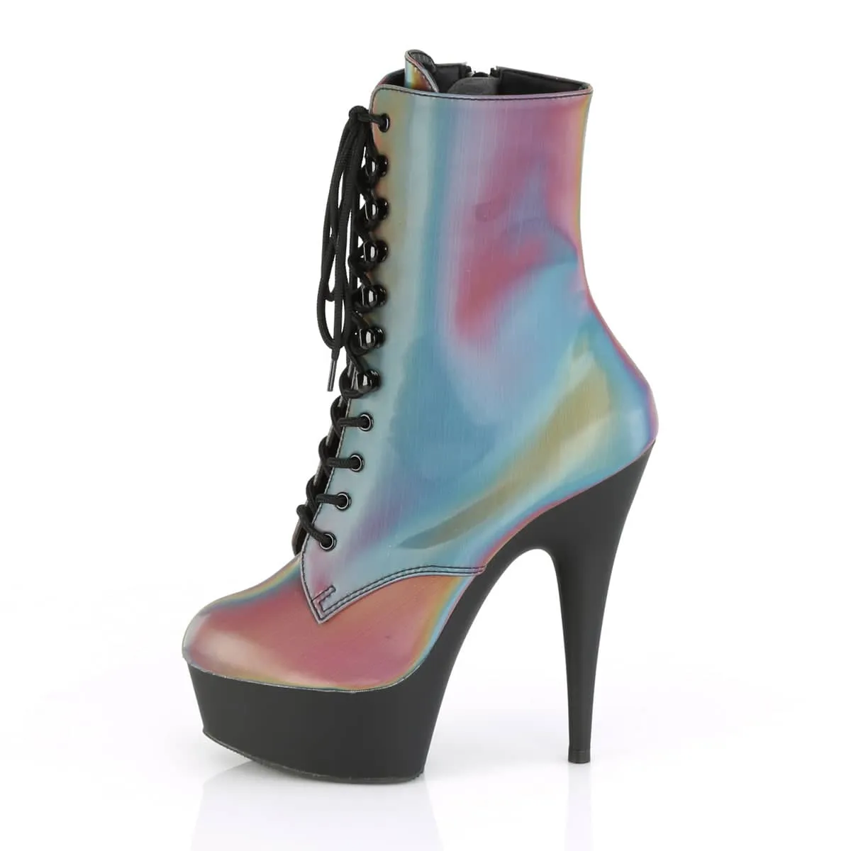 DELIGHT-1020REFL Black & Multi Colour Calf High Boots