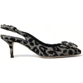 Dolce & Gabbana Crystal Leopard Slingback Heels Pumps