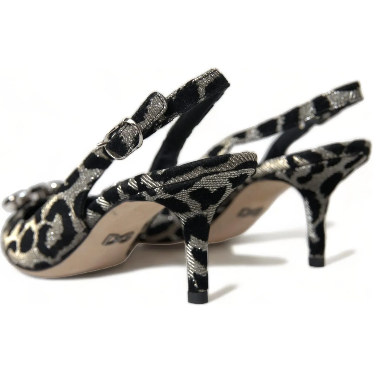 Dolce & Gabbana Crystal Leopard Slingback Heels Pumps