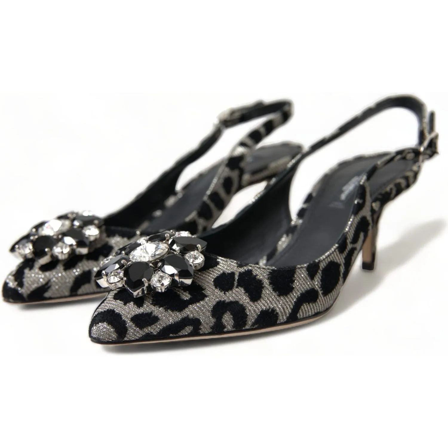 Dolce & Gabbana Crystal Leopard Slingback Heels Pumps