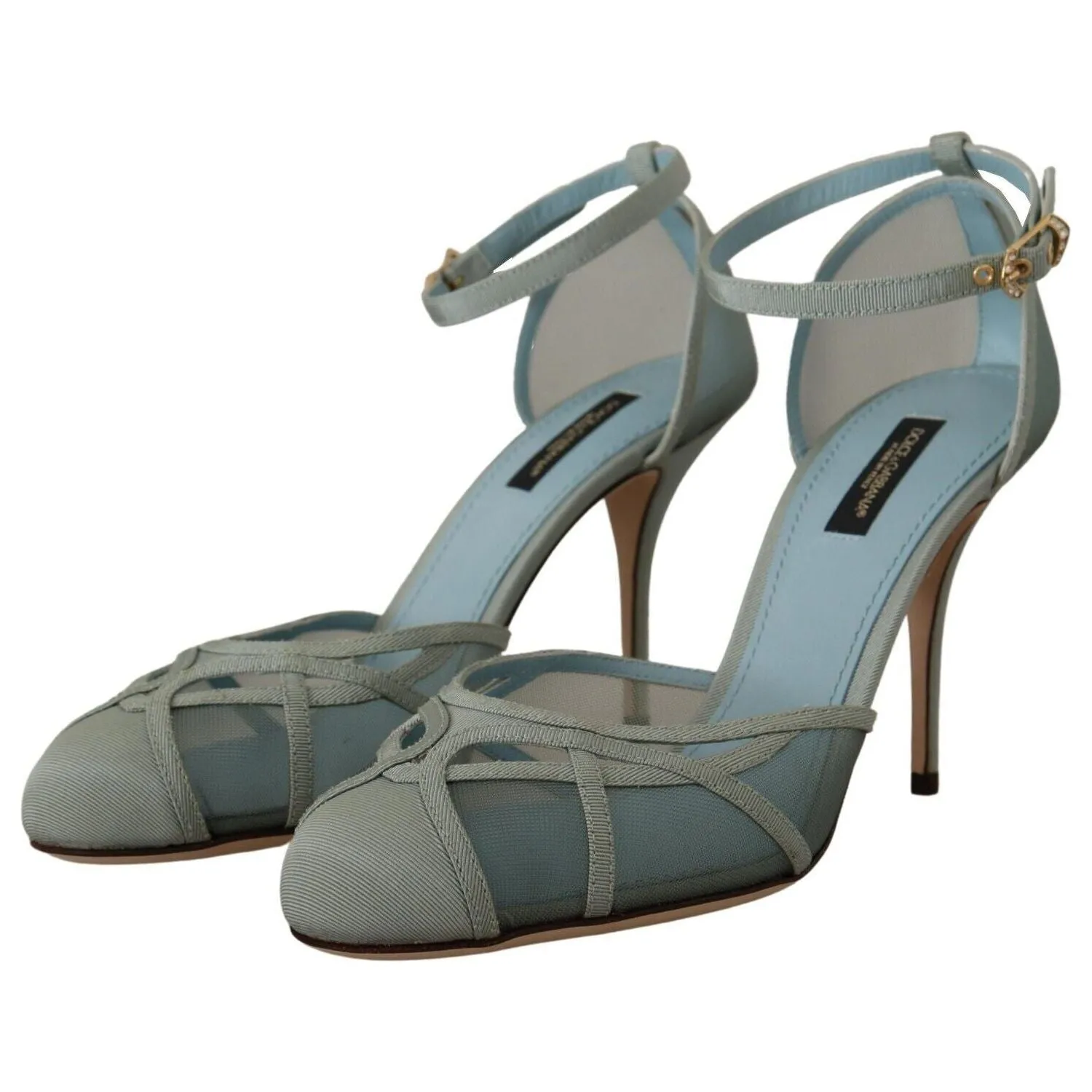 Dolce & Gabbana Elegant Blue Mesh Ankle Strap Sandals