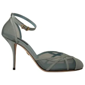 Dolce & Gabbana Elegant Blue Mesh Ankle Strap Sandals