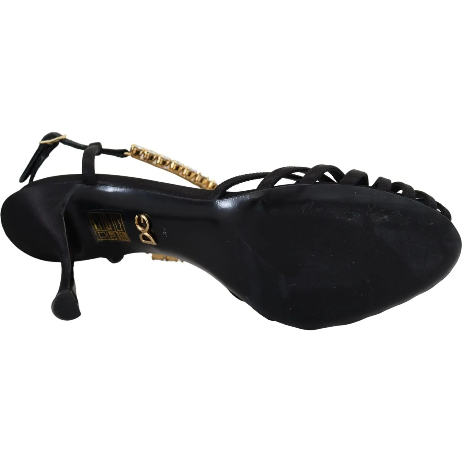 Dolce & Gabbana Elegant Silk Blend Crystal T-Strap Heels