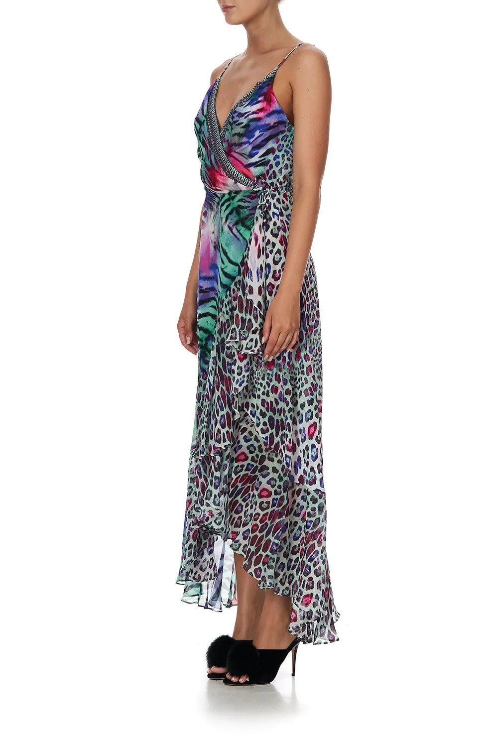 DRAPED FRONT WRAP DRESS MIGHTY MEOW