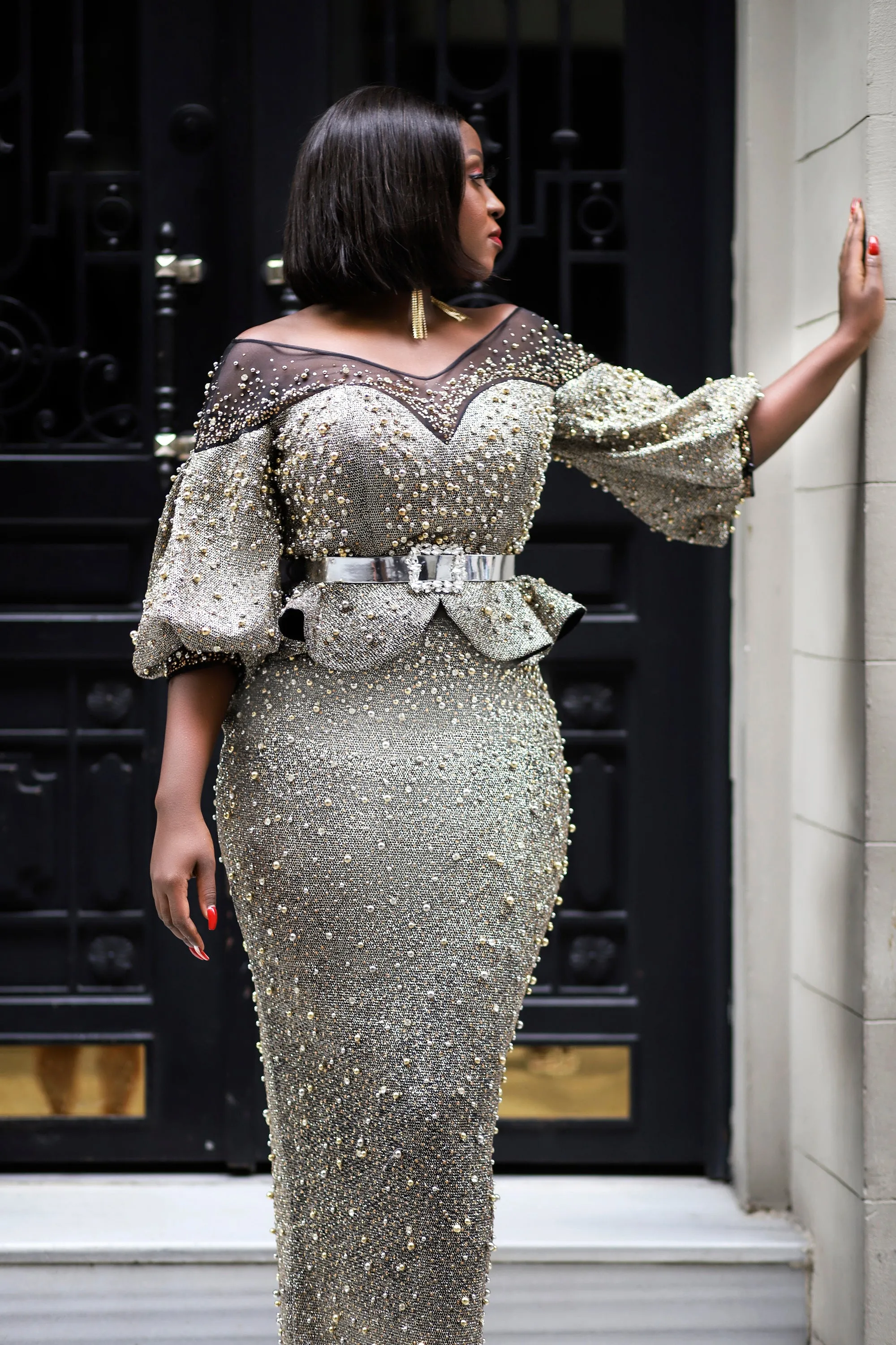 FINAL SALE! Tilly Gold Shimmers Luxe- 3pc Peplum SET (FINAL SALE! NO RETURN! NO EXCHANGE!)