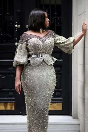 FINAL SALE! Tilly Gold Shimmers Luxe- 3pc Peplum SET (FINAL SALE! NO RETURN! NO EXCHANGE!)