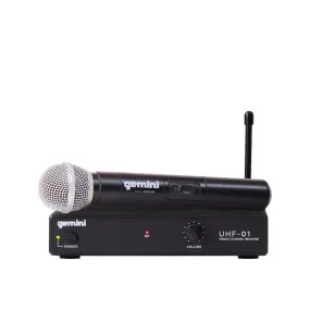 Gemini UHF-01M Single Channel Wireless System, Includes UHF Receiver and Handheld Microphone