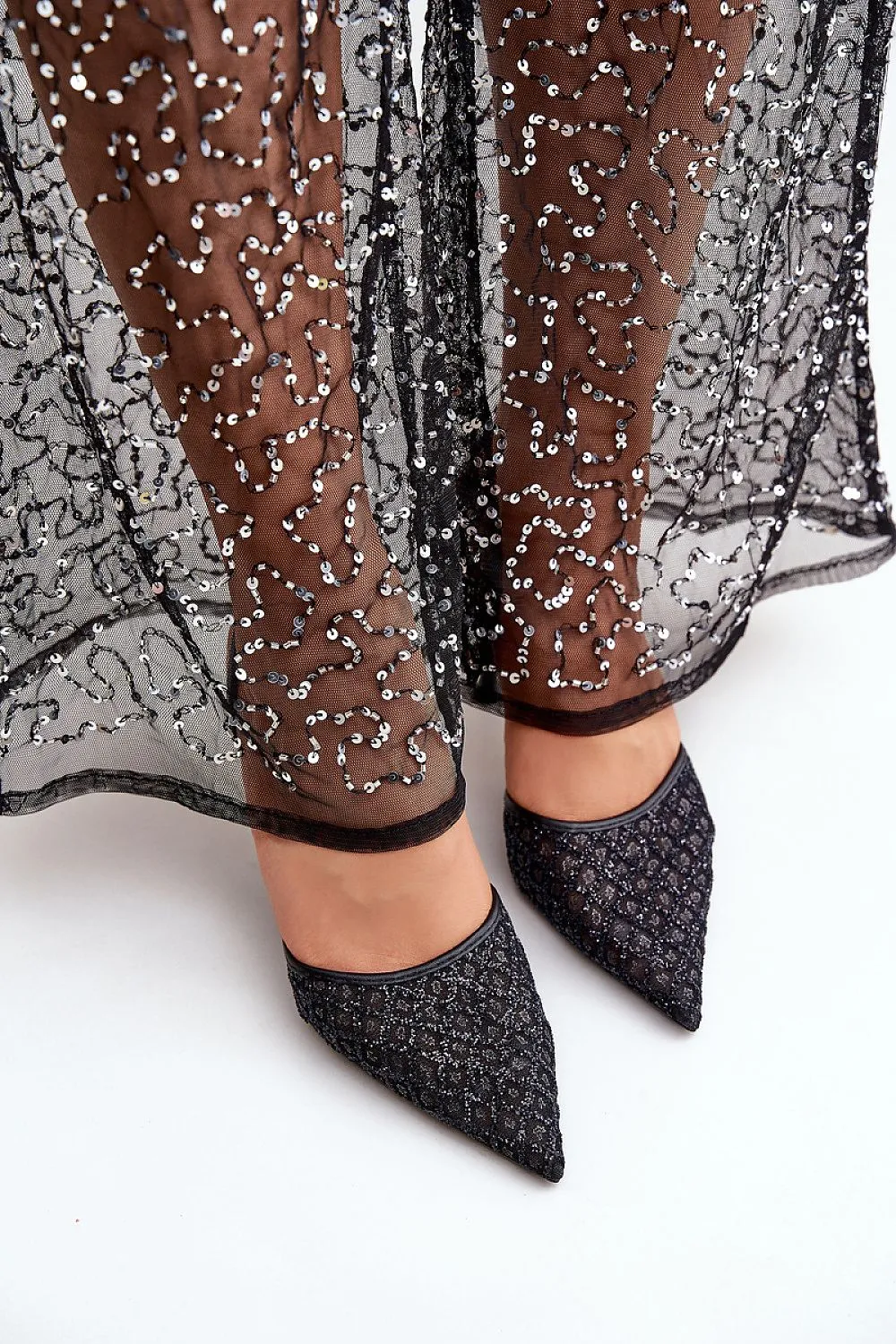 Glitter Sequins Heel Sandals