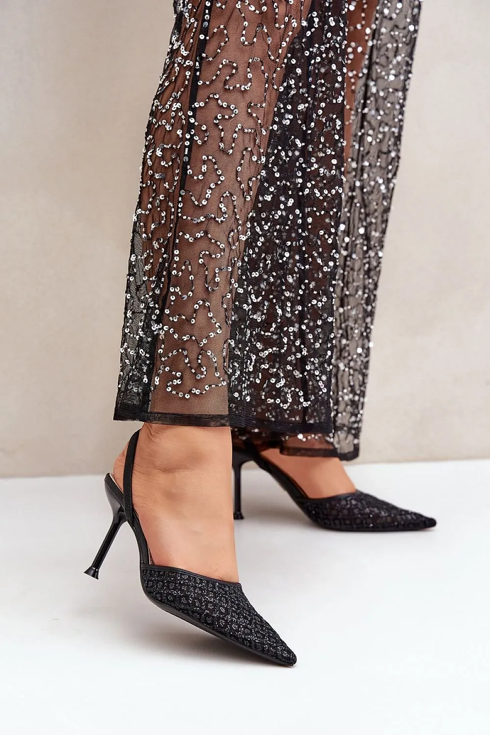 Glitter Sequins Heel Sandals