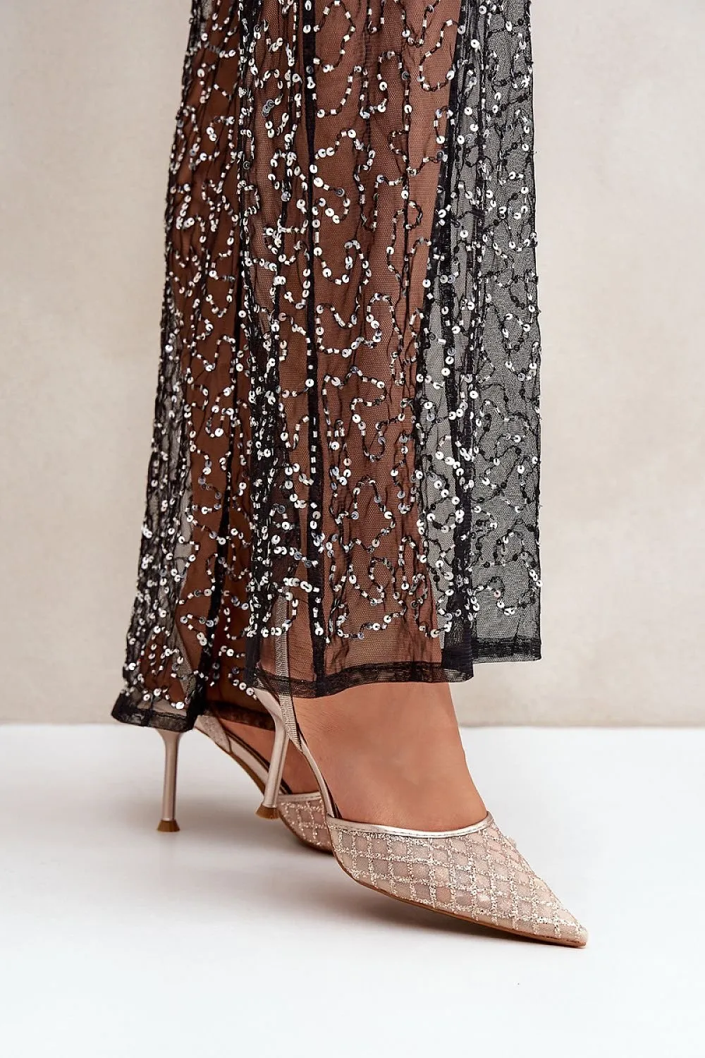 Glitter Sequins Heel Sandals