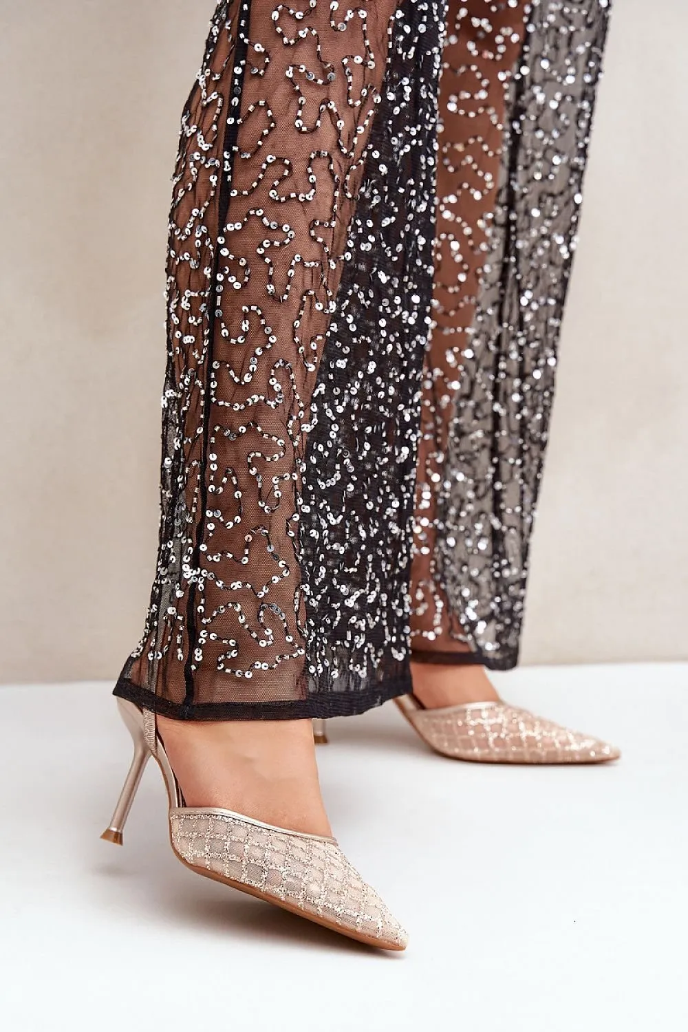 Glitter Sequins Heel Sandals