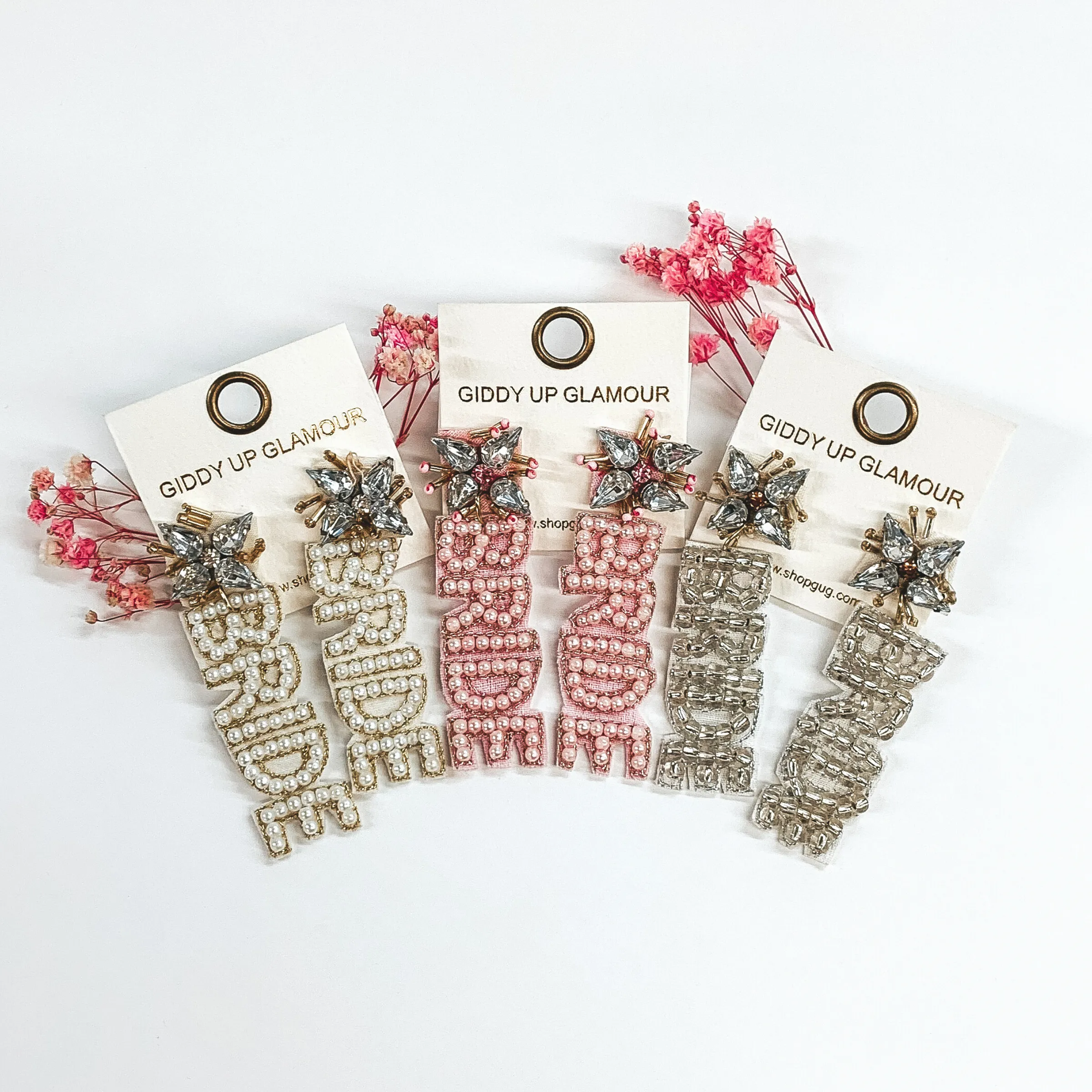 Here Comes the Bride Beaded Earrings in Silver