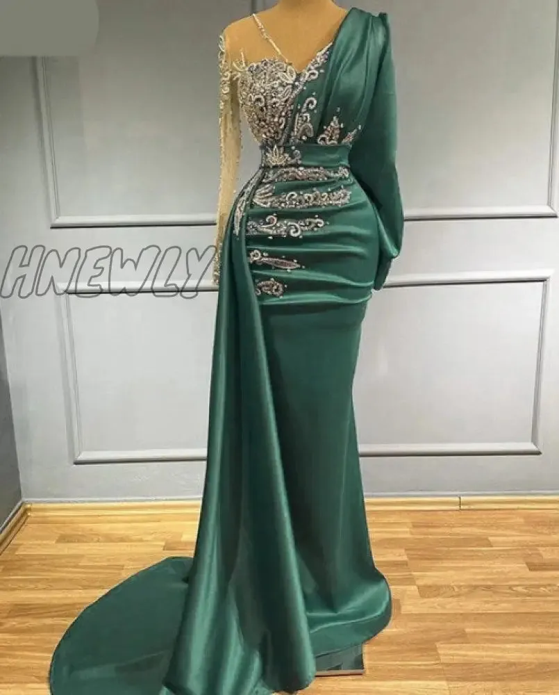 Hnewly Luxury Evening Dresses Fashion Design Side Split Ruffles Tulle Mermaid Prom Dress Glitter Sequins Beads Custom Made Chic Formal