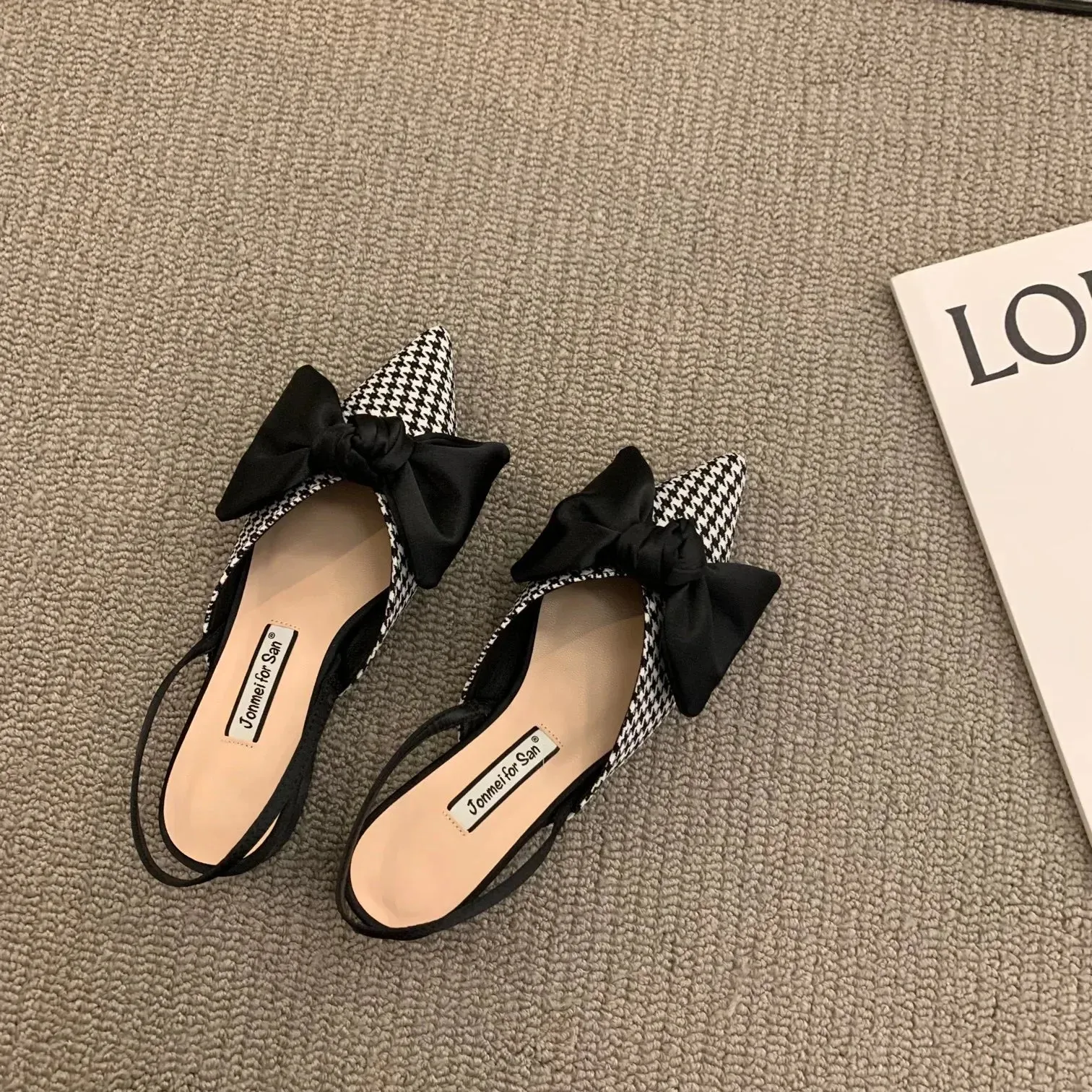 Hnzxzm Women's Sandals Summer 2024 Pointed Low Heels Bow-knot Sandalias Fashion Baotou Strap Elegant Female Shoes Chaussure Femme