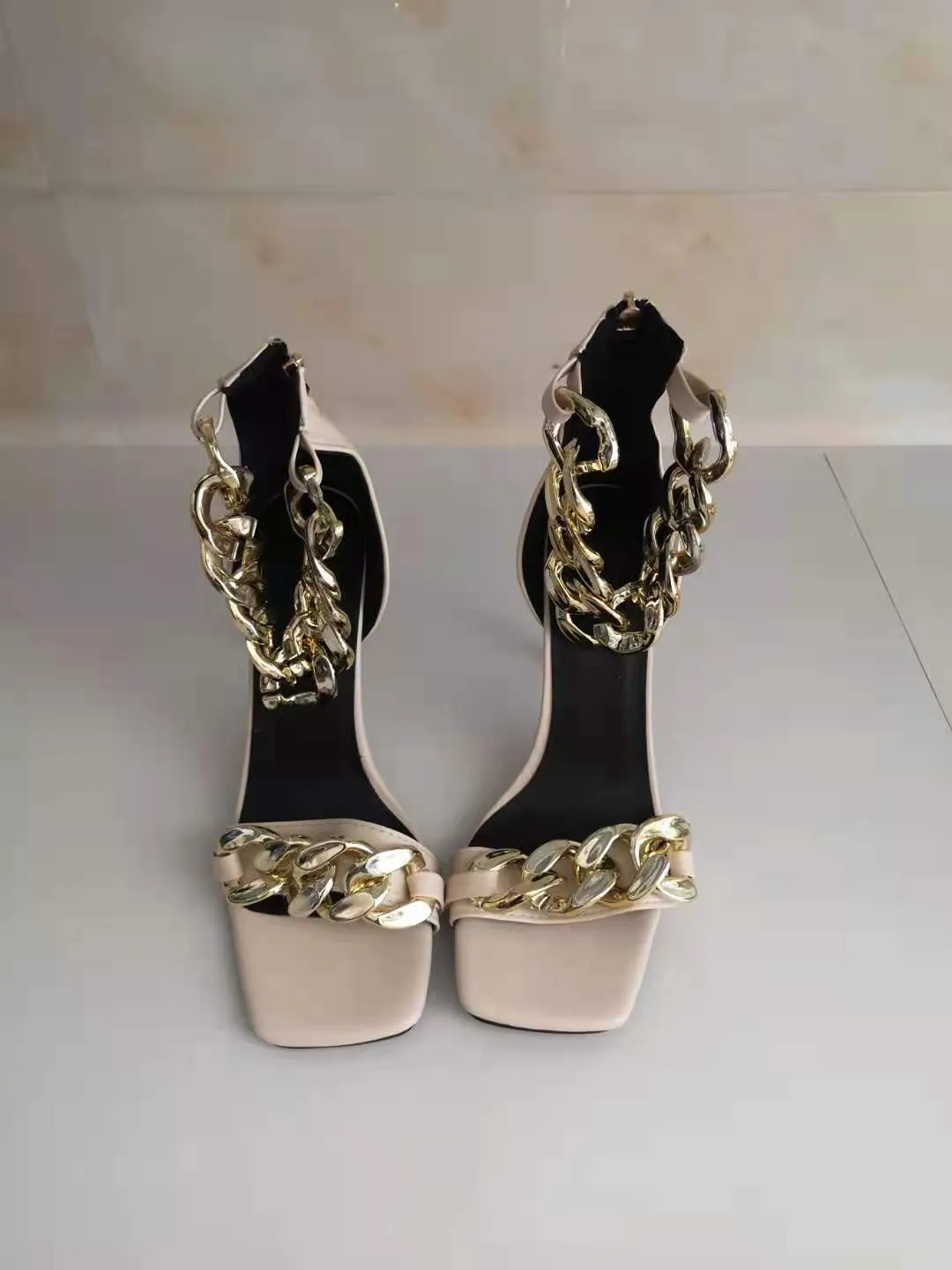 Hot sale metal chain stilettos