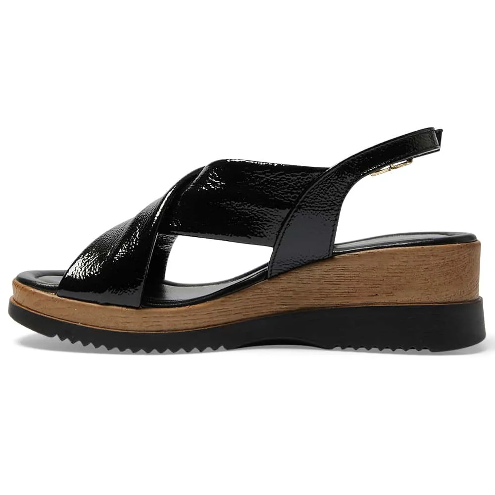 Inca Wedge in Black Patent
