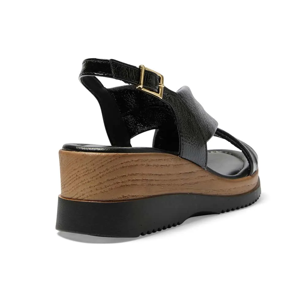 Inca Wedge in Black Patent