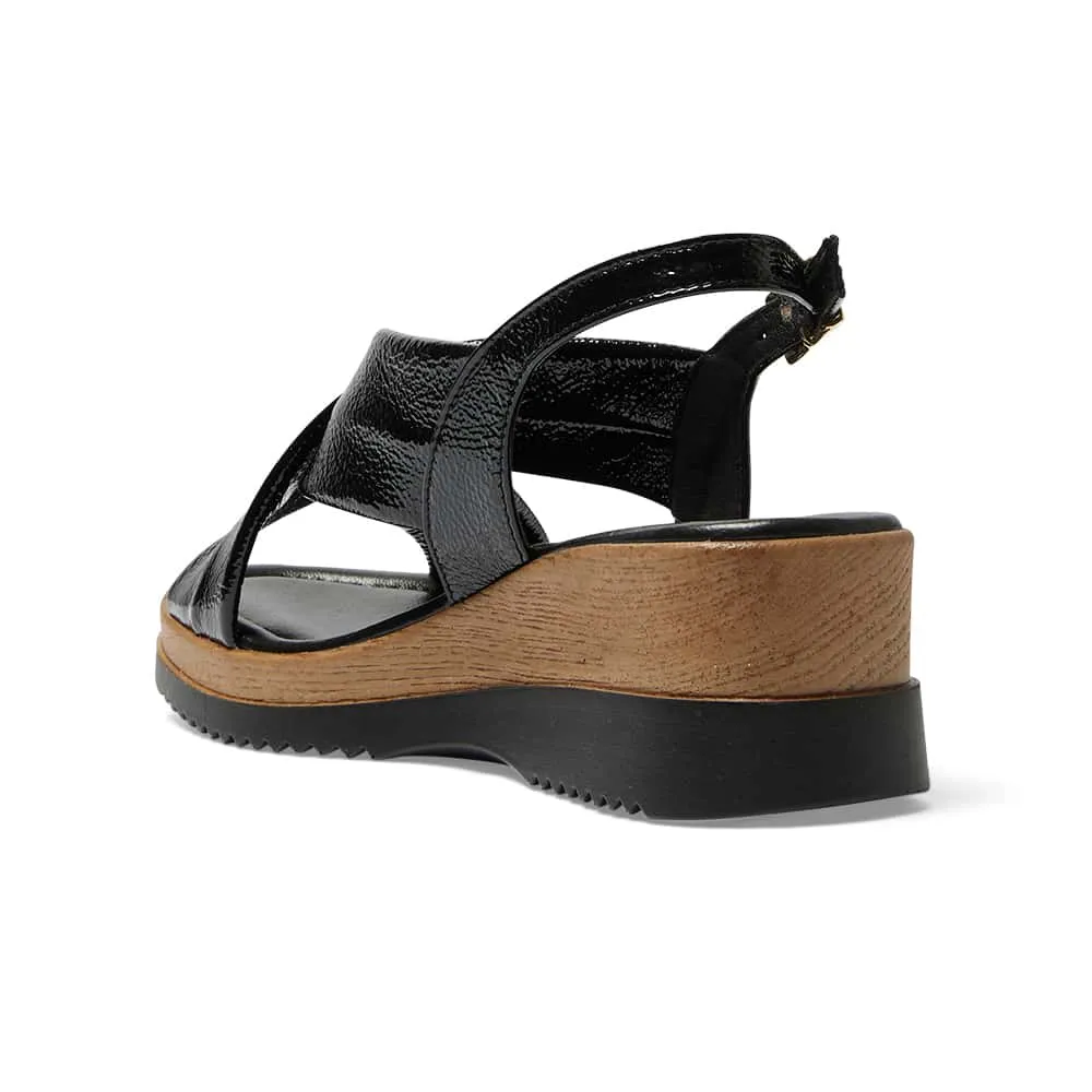 Inca Wedge in Black Patent
