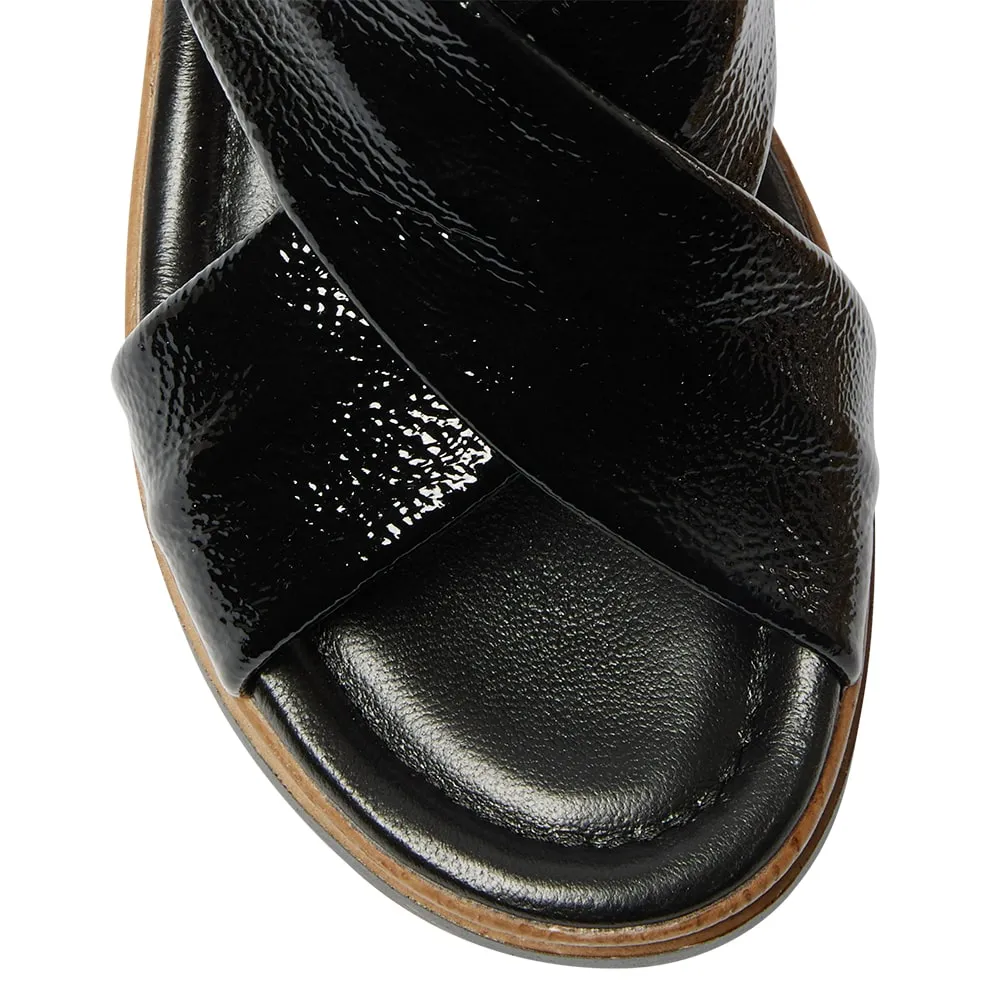 Inca Wedge in Black Patent