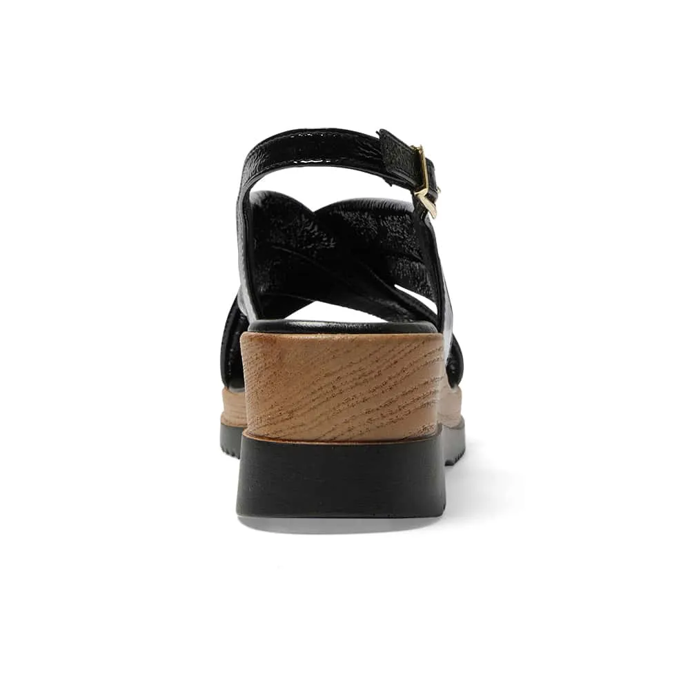Inca Wedge in Black Patent