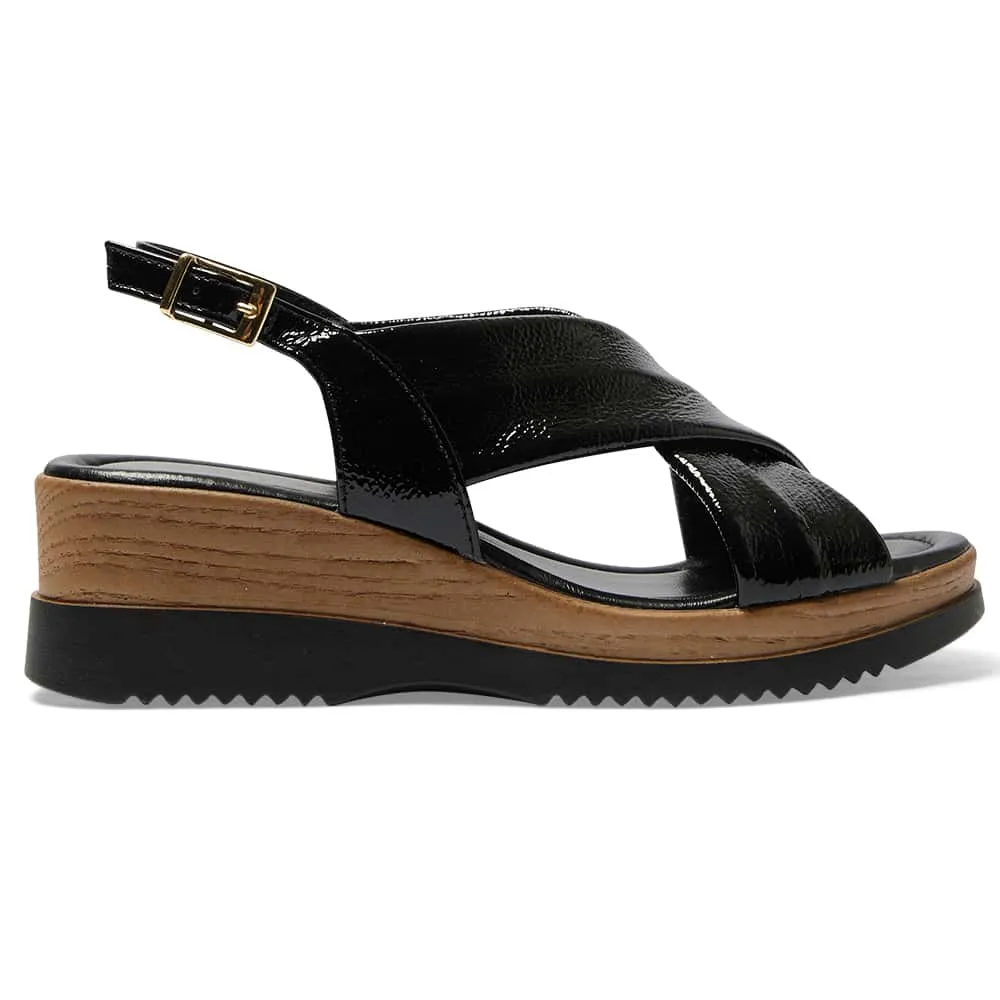 Inca Wedge in Black Patent