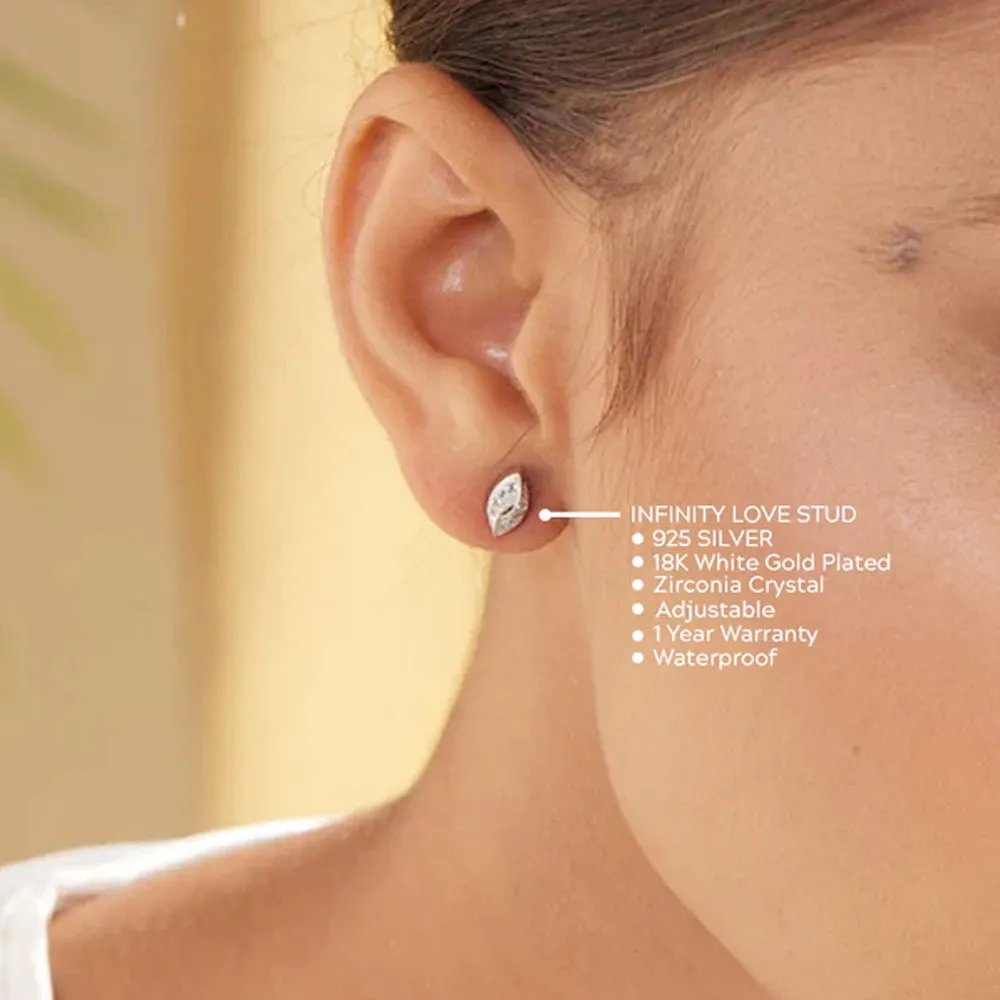 Infinity Love Stud Earrings- 925 Silver
