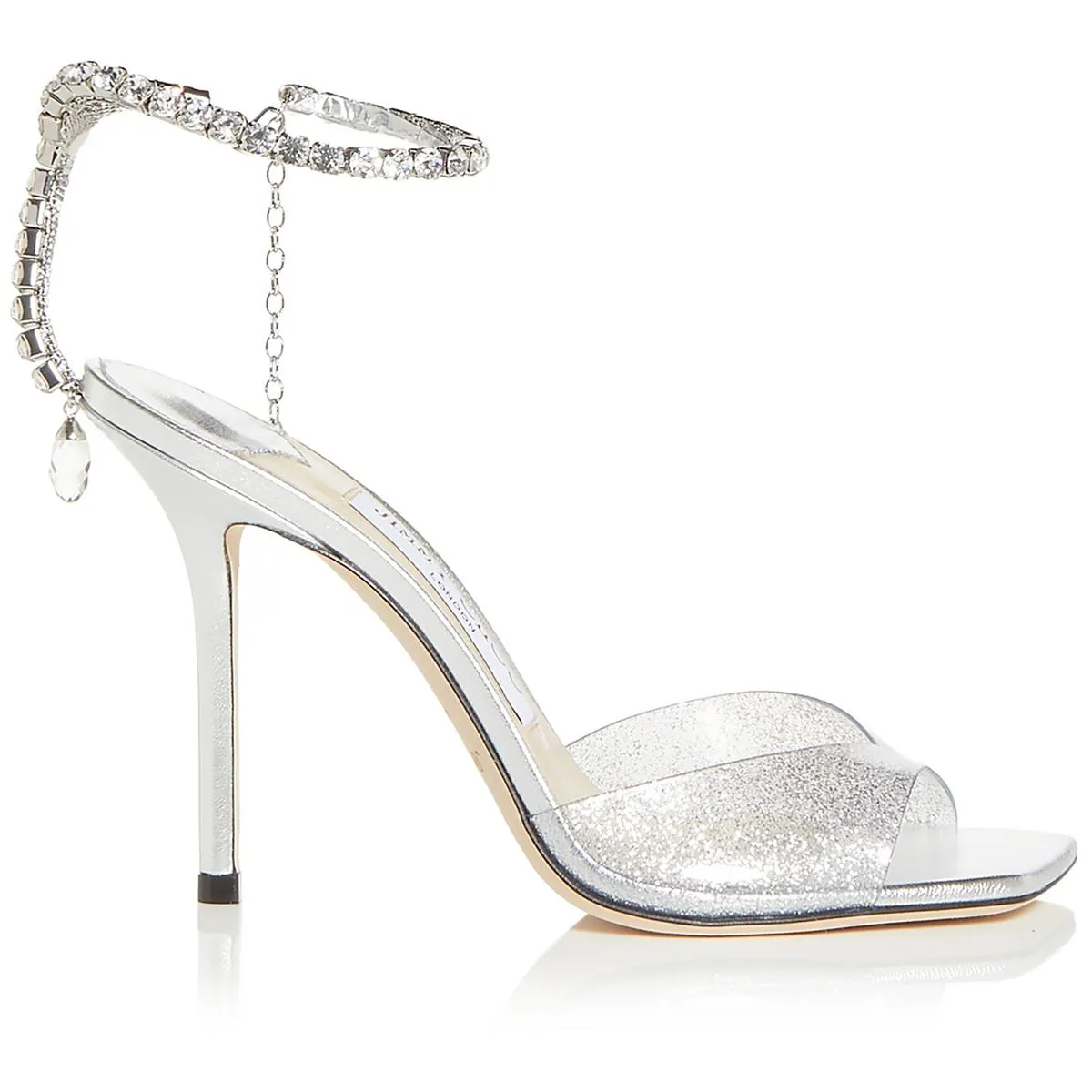 Jimmy Choo Womens Saeda Sandal 100 Rhinestone Ankle Strap Heels