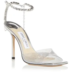 Jimmy Choo Womens Saeda Sandal 100 Rhinestone Ankle Strap Heels
