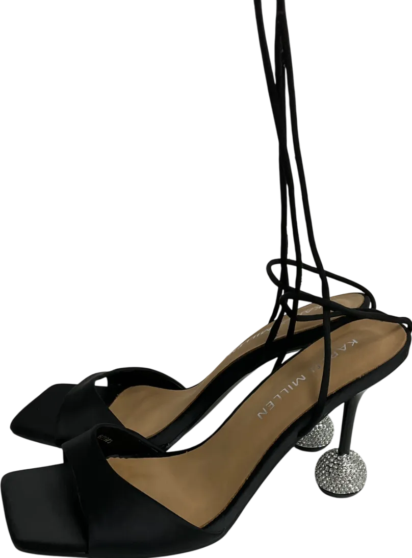 Karen Millen Black Crystal Ball Strappy Heel UK 6 EU 39 👠