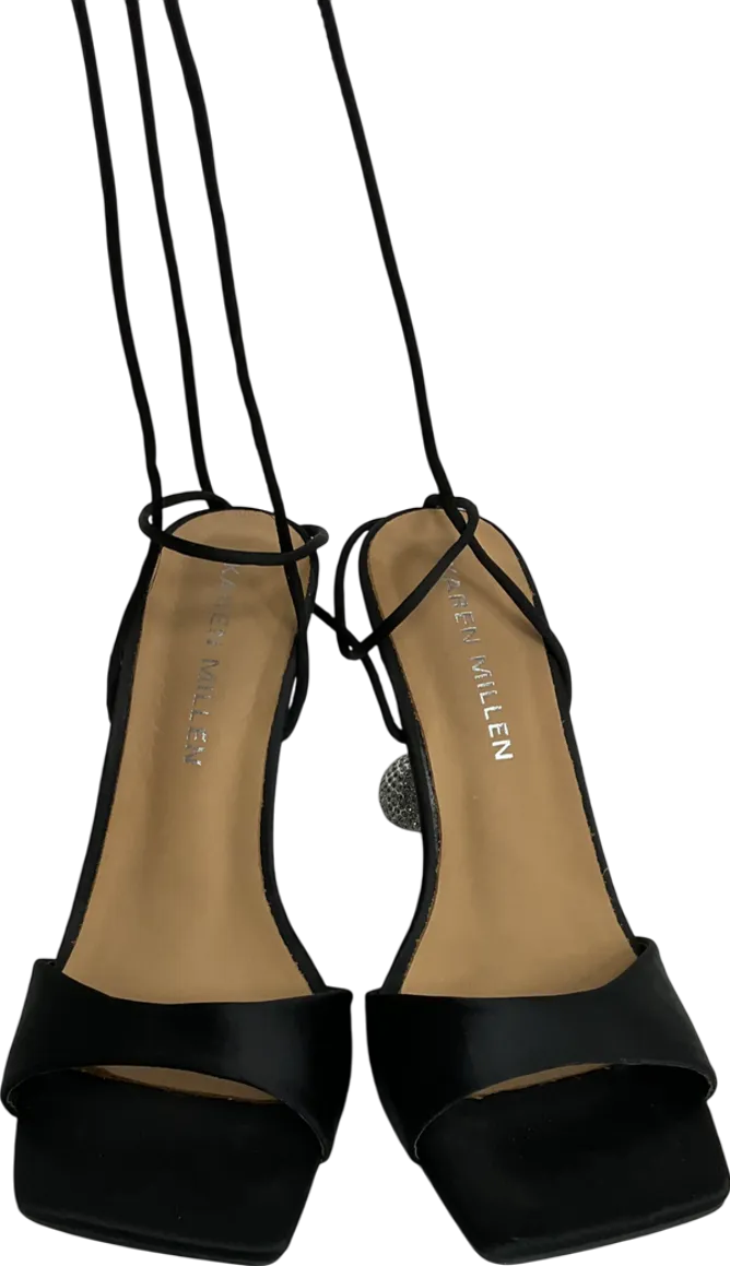 Karen Millen Black Crystal Ball Strappy Heel UK 6 EU 39 👠