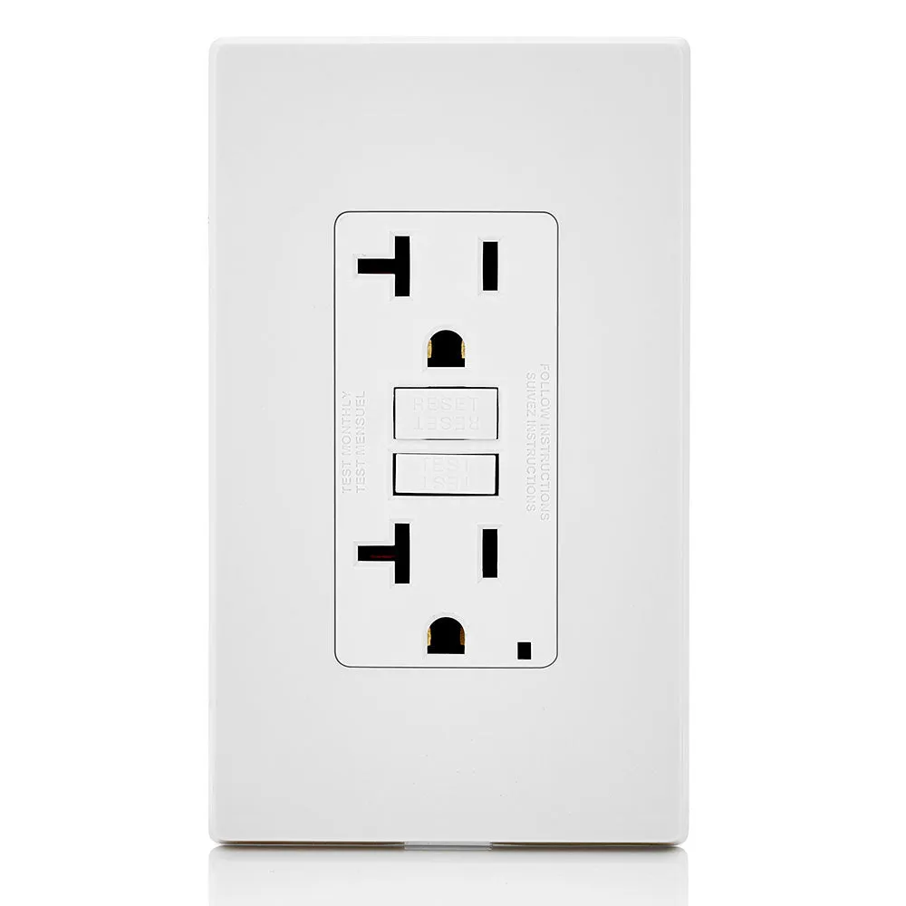 Leviton 20 Amp, 125 Volt Receptacle, 20 Amp Feed-Through, Self-test SmartlockPro Slim GFCI