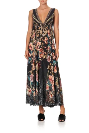 LONG V NECK DRAWSTRING DRESS BELLE OF THE BAROQUE