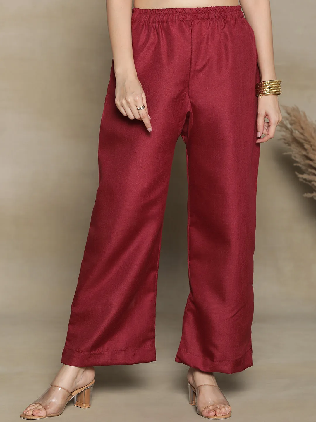 Maroon CottonSlub Palazzo