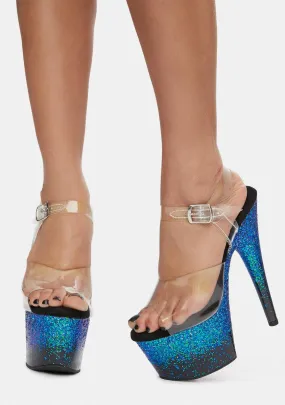 Ocean Time After Time Platform Glitter Heels
