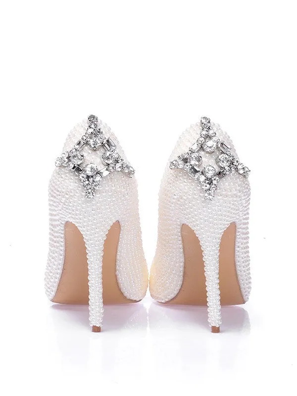 Patent Leather Pearl Rhinestone High Heels OS117