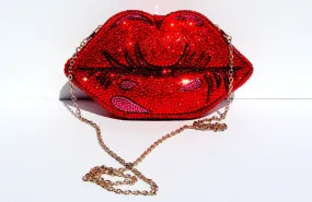 Pop Art Red Lips Crystal Clutch