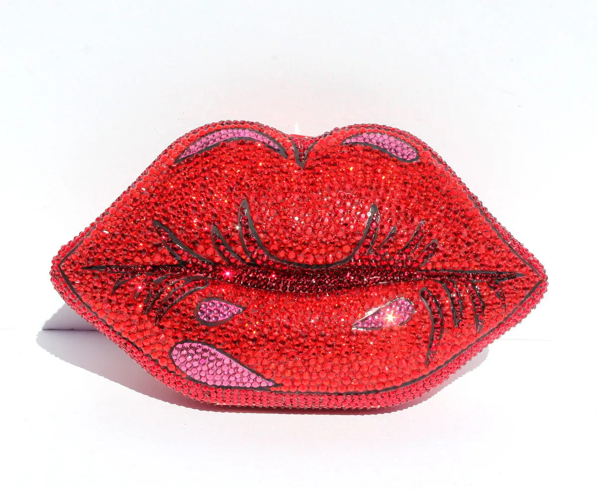 Pop Art Red Lips Crystal Clutch