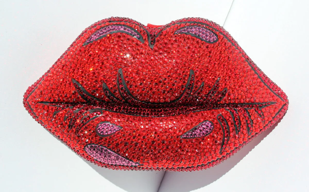 Pop Art Red Lips Crystal Clutch