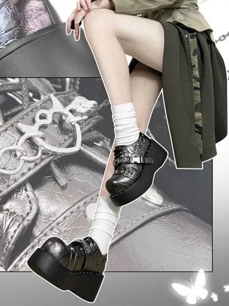 Punk Lolita Platform Toe Devil Shoes Gothic Round Trap