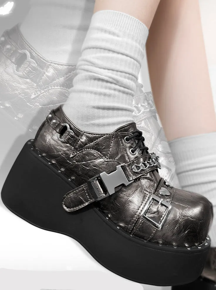 Punk Lolita Platform Toe Devil Shoes Gothic Round Trap