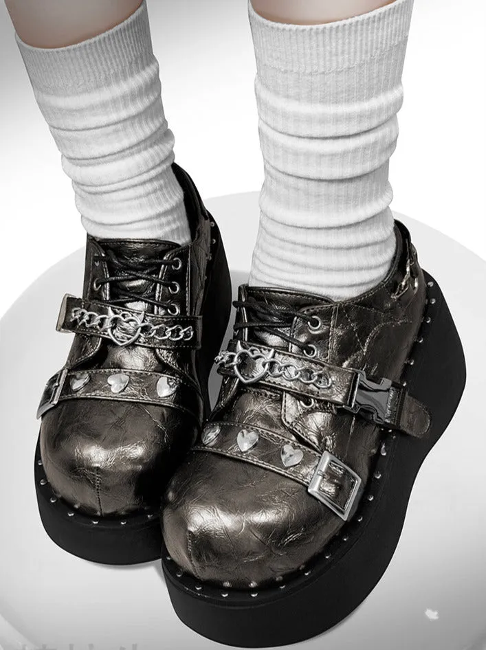 Punk Lolita Platform Toe Devil Shoes Gothic Round Trap