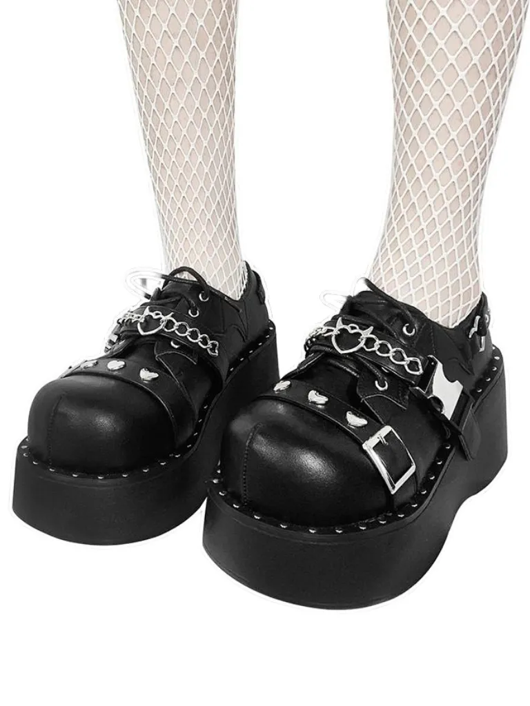 Punk Lolita Platform Toe Devil Shoes Gothic Round Trap