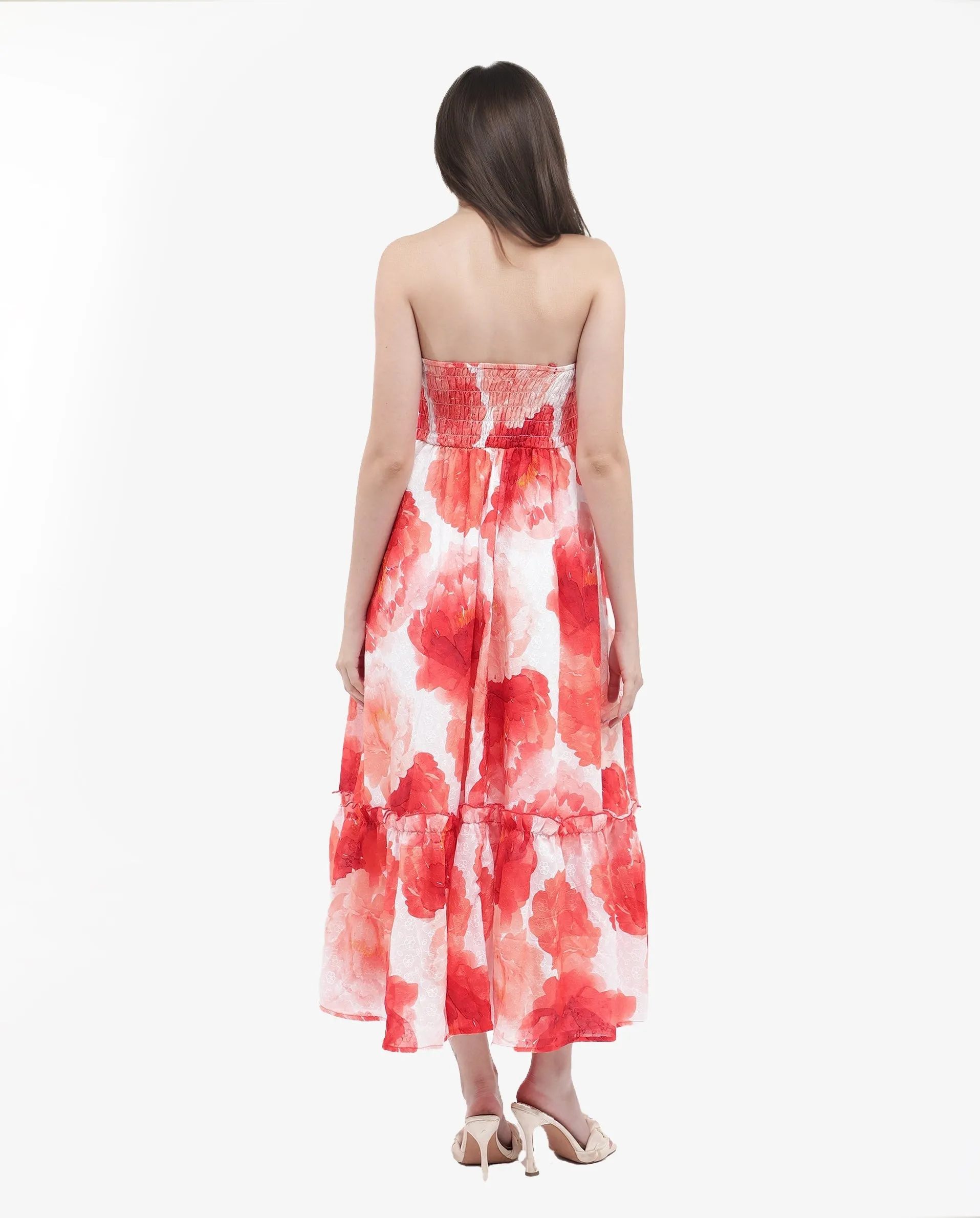 Rareism Womens Elma Pink Dress Noodle Strap Print