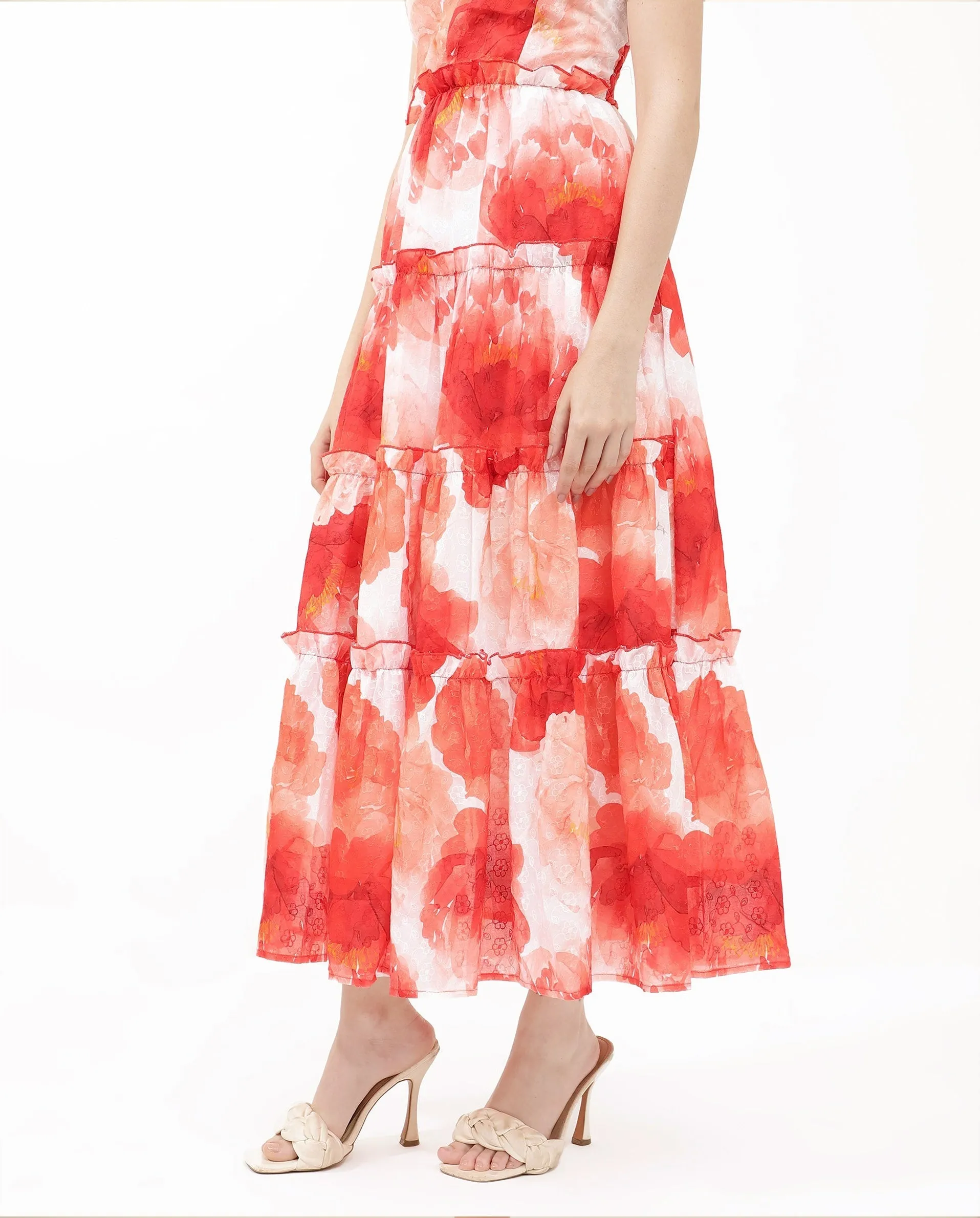 Rareism Womens Elma Pink Dress Noodle Strap Print