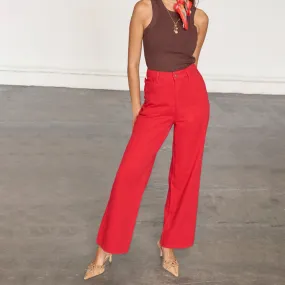 Red Denim Scallop Jeans Petite
