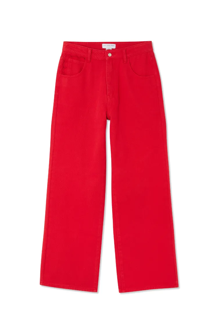 Red Denim Scallop Jeans Petite