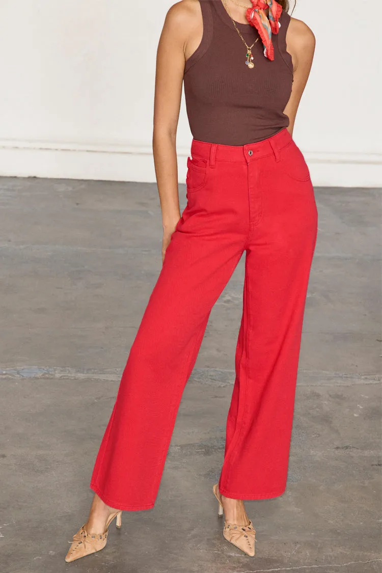 Red Denim Scallop Jeans Petite
