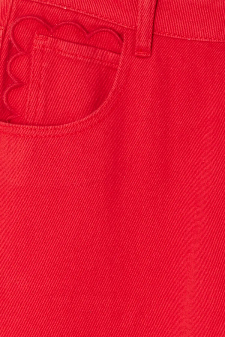 Red Denim Scallop Jeans Petite