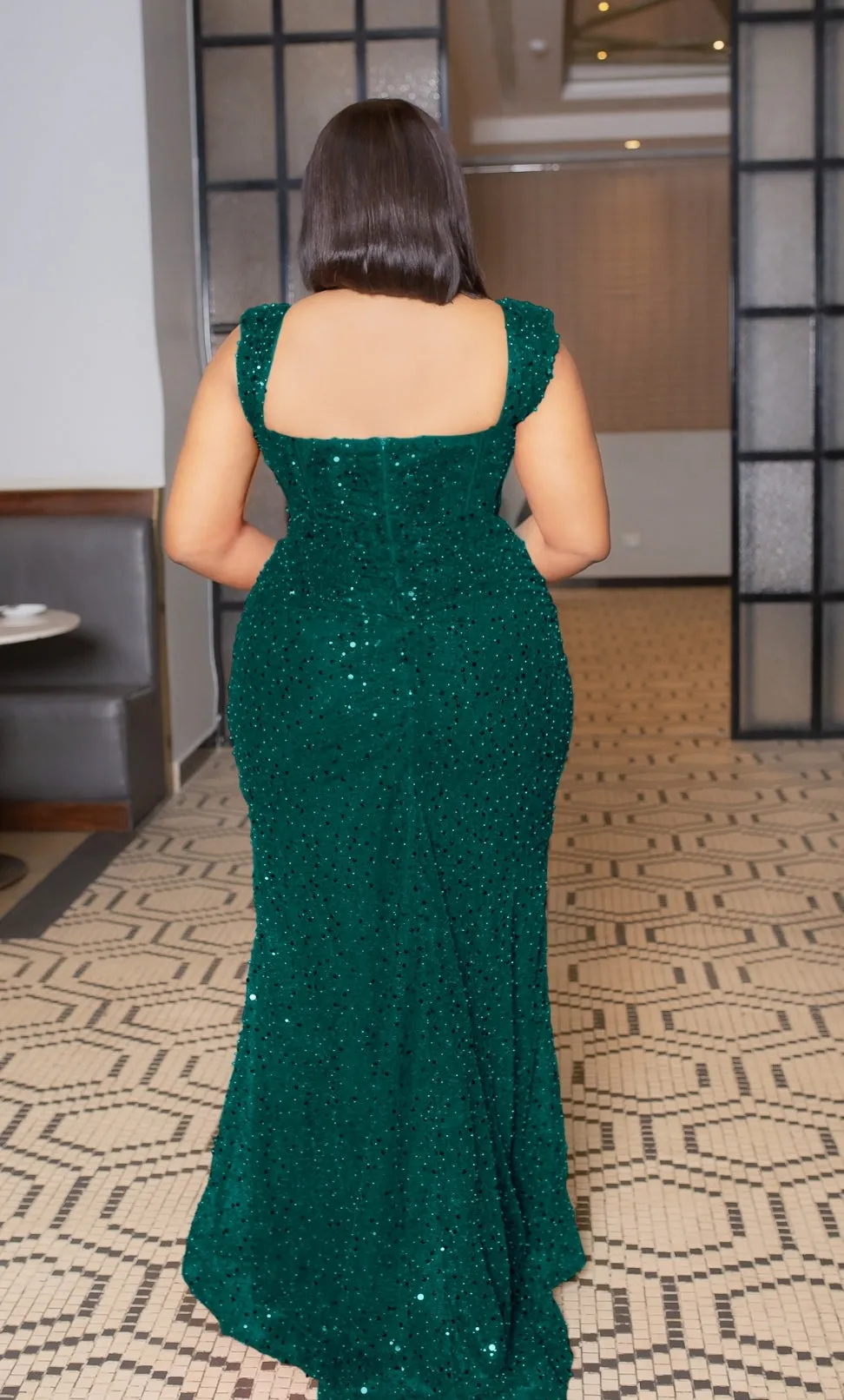 Regal Queen Luxe- Beaded Sequin Dress with DETACHABLE TRAIN (New! 2 colors!)