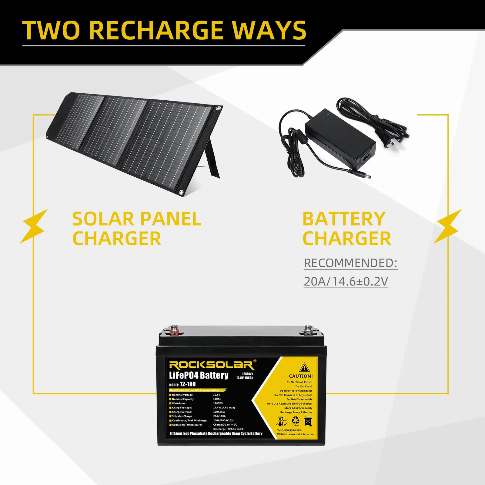 ROCKSOLAR 12V 100Ah Deep Cycle Lithium Battery (LIFEPO4)